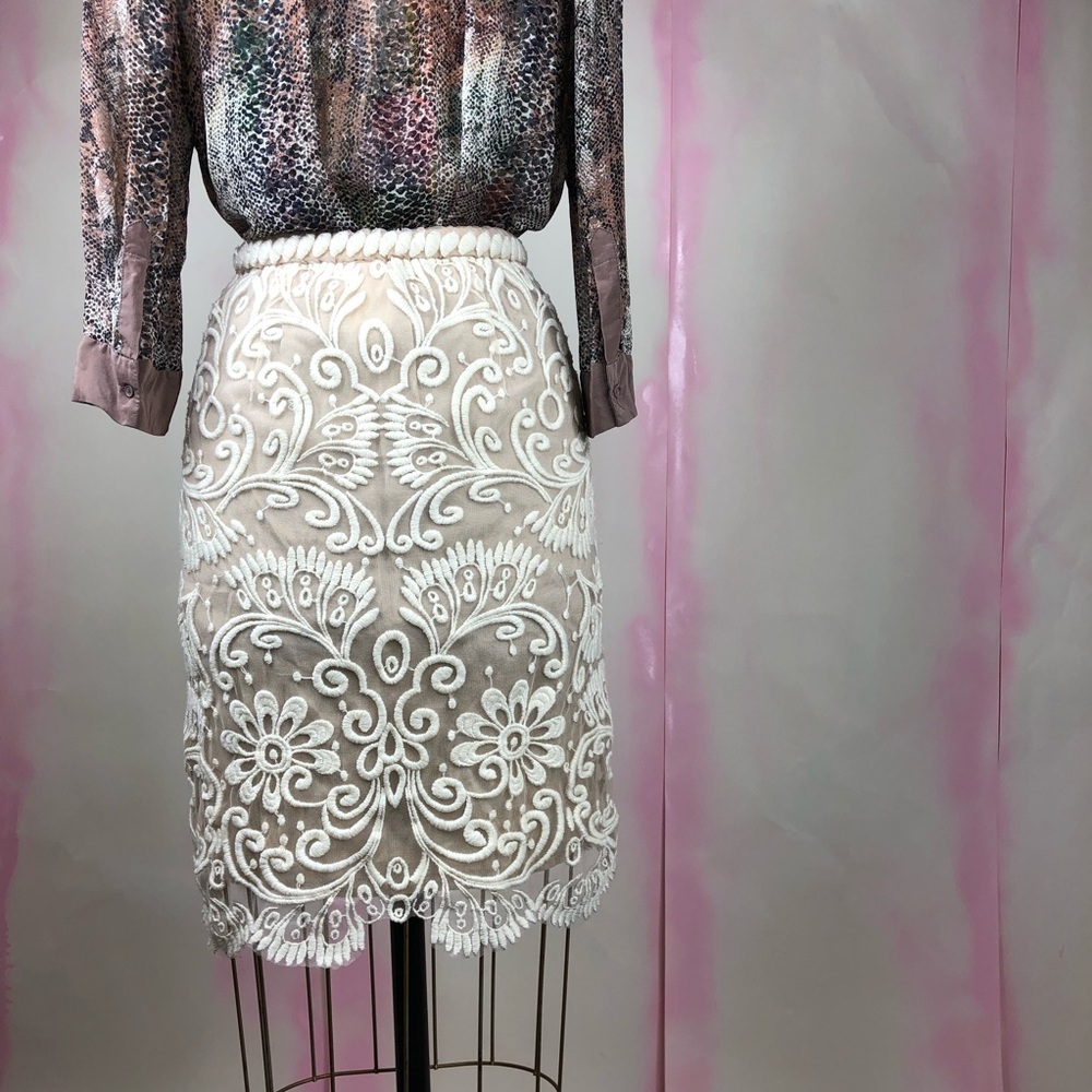 SALE Yoana Baraschi Lace Pencil Skirt Scalloped - Picture 5 of 8
